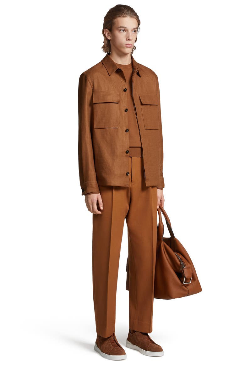 Double Layer Linen Twill Overshirt, Alternate, color, VICUNA