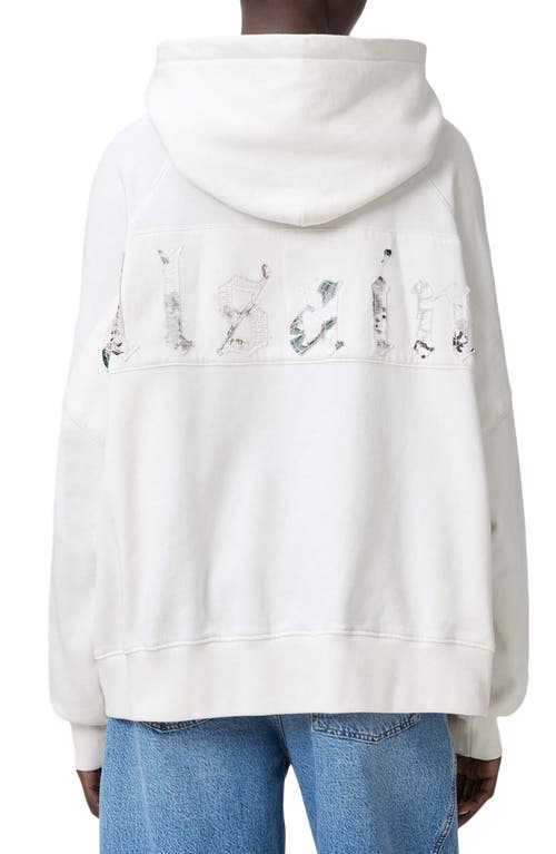 Allsaints Womens Optic White Talon Graphic-print Relaxed-fit Organic-cotton Hoody