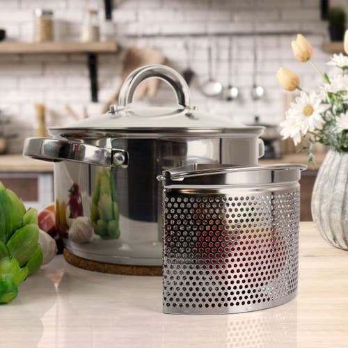 Oster Sangerfield 5 Piece 4 Quart Stainless Steel Dutch Oven With Lid And 3-section Dividers In Silver