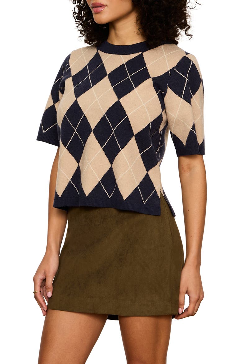 Perfect Short Sleeve Sweater, Alternate, color, LOMA ARGYLE BLUE