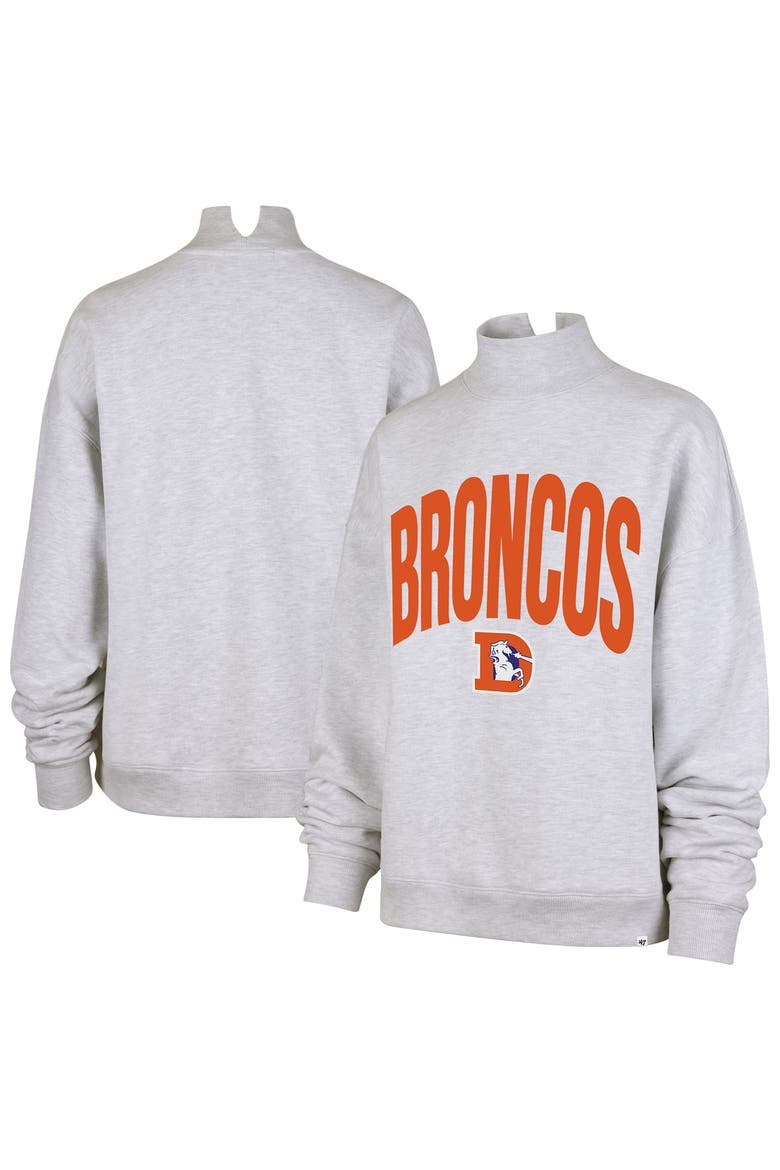 Women's '47  Gray Denver Broncos Subtle Muse Mock Neck Sweatshirt, Main, color, Gray