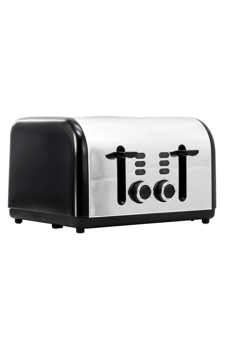 Redmond 4 Slice Wide Slot 1400W Stainless Steel Toaster, Main, color, Black