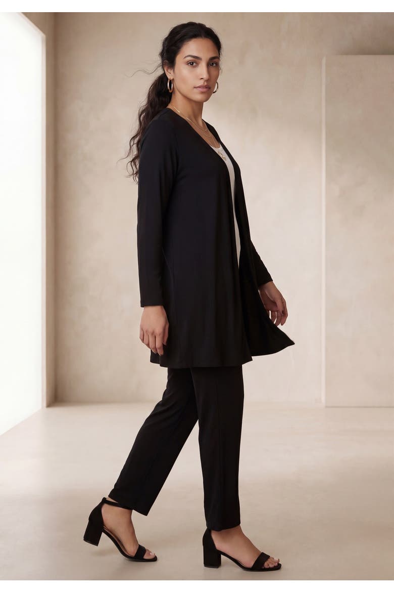Everyday Stretch Knit Open Front Cardigan, Alternate, color, BLACK