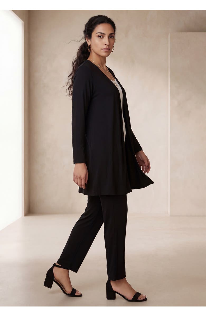 Jessica London Everyday Stretch Knit Open Front Cardigan, Alternate, color, Black