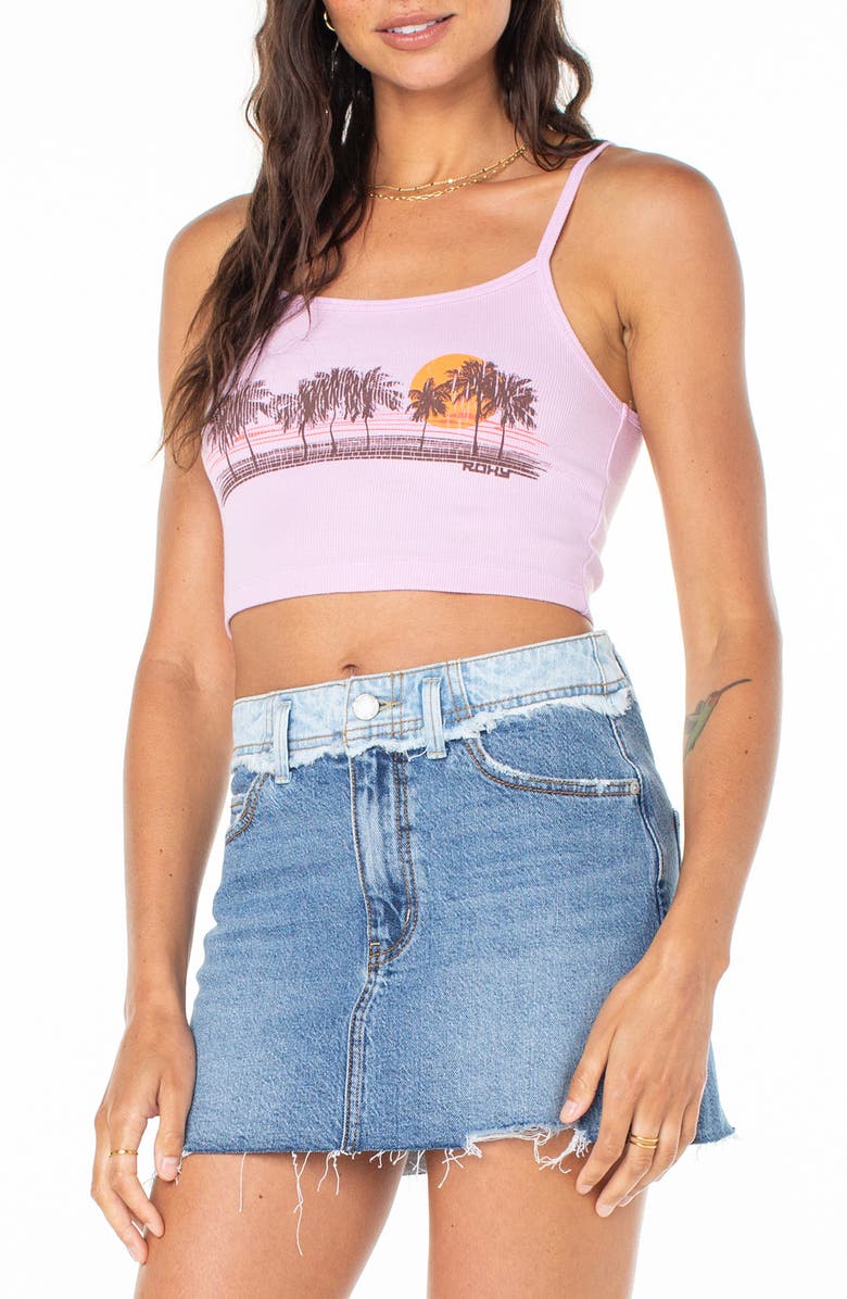 Roxy Palm Stripe Rib Crop Camisole, Alternate, color, Orchid Bouquet Solid