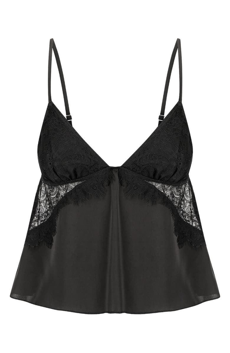 Kat The Label Darcy Lace Inset Satin Camisole, Alternate, color, Black