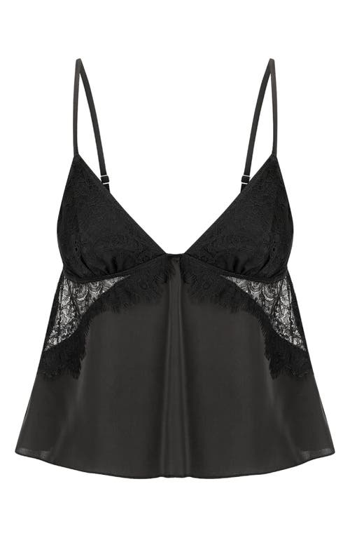 Kat The Label Darcy Lace Inset Satin Camisole In Black