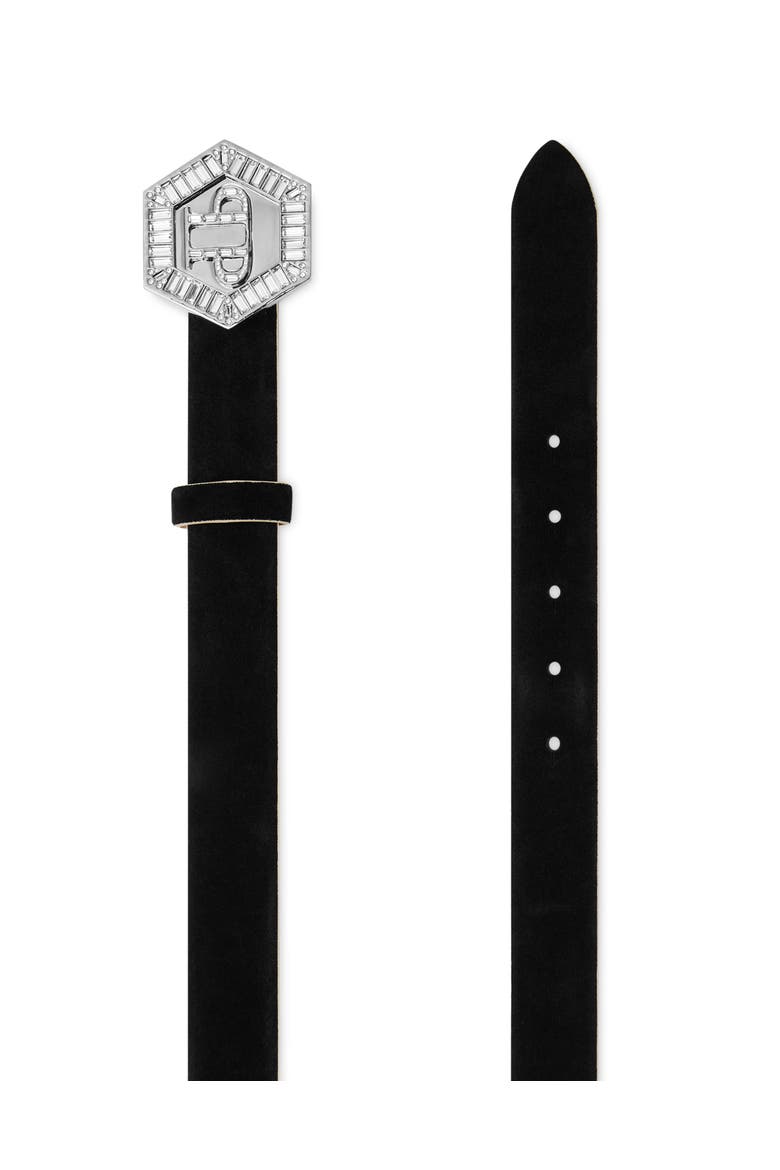 Saffiano Leather Belt Hexagon Women, Main, color, black