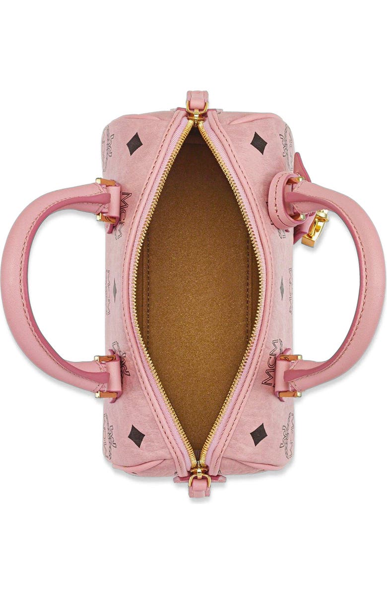 MCM Mini Ella Boston Bag in Visetos, Alternate, color, Soft Pink