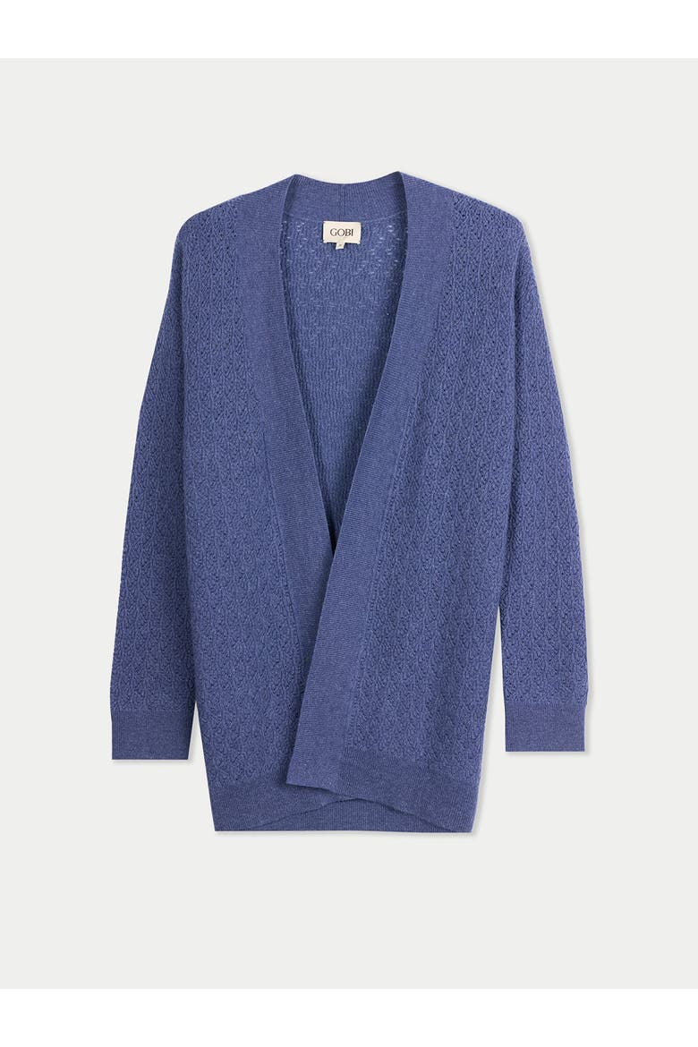 Ajour Knit Open front Cardigan, Main, color, crown blue
