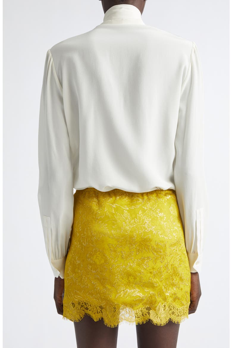 Tie Neck Silk Crêpe de Chine Button-Up Shirt, Alternate, color, CRAIE
