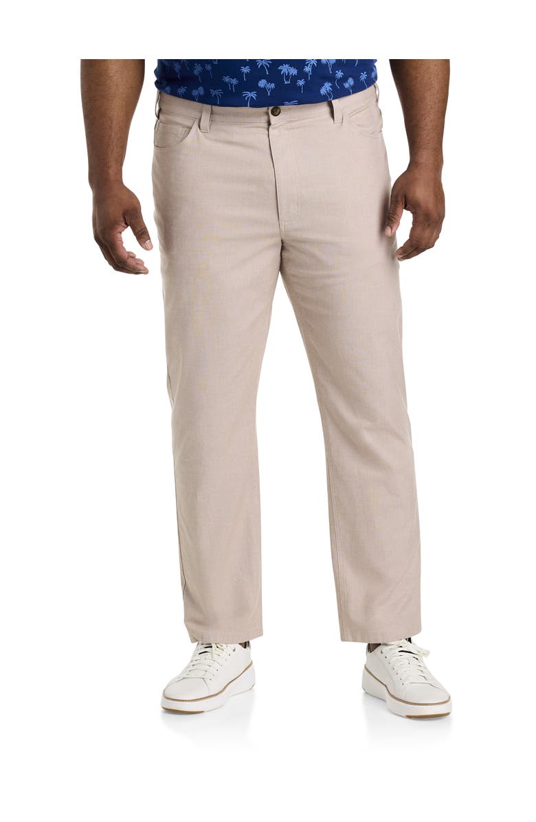 Oak Hill by DXL Straight-Fit Chambray 5-Pocket Pants, Main, color, Tigers Eye