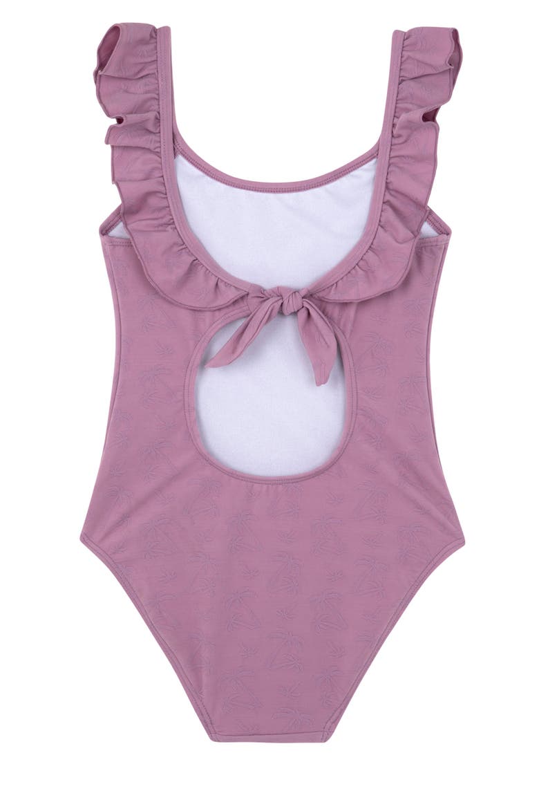 Palm Party Textured Square Neck Ruffle One Piece, Alternate, color, Pink