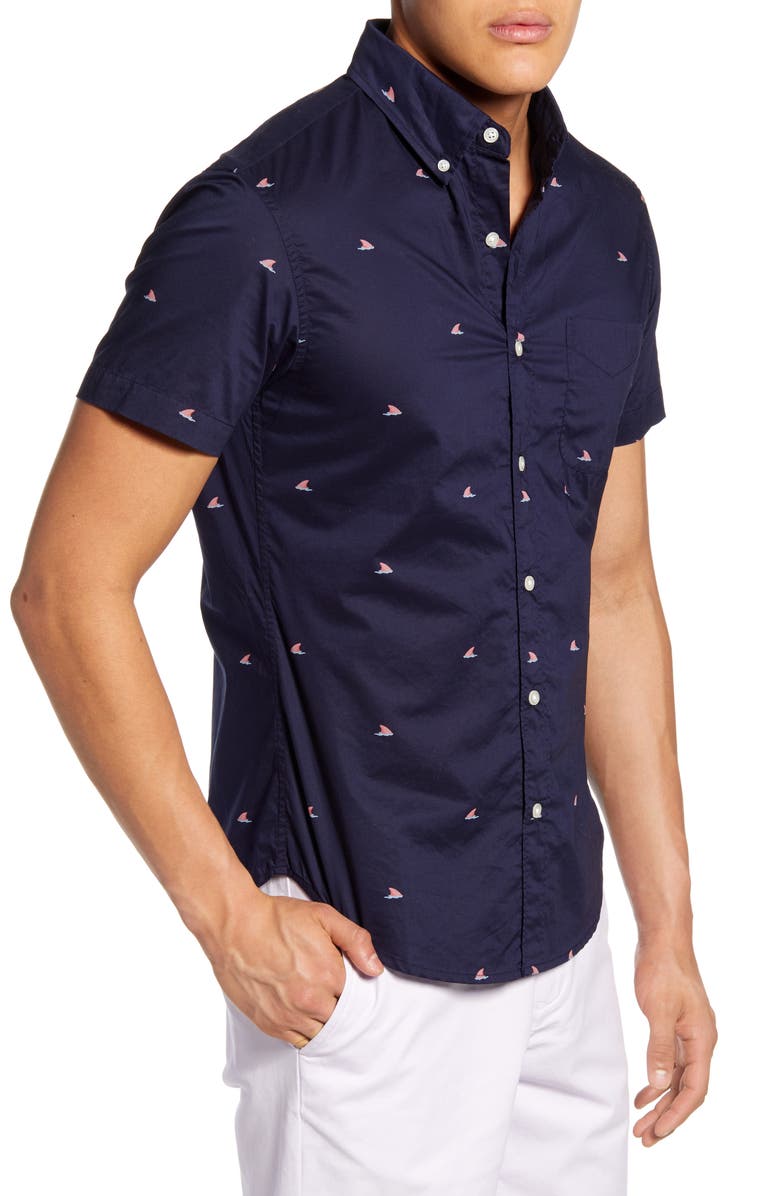 Bonobos Riviera Slim Fit Shark Fin Short Sleeve Button-Down Shirt, Alternate, color, 