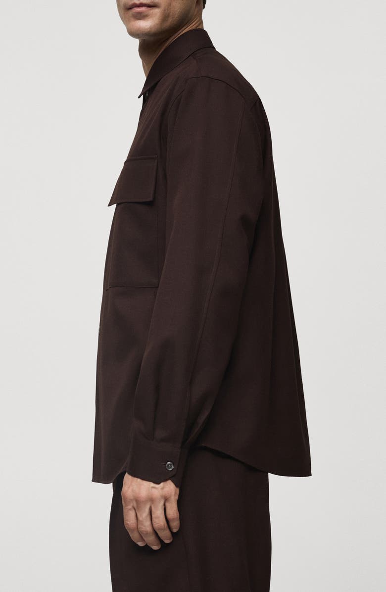 MANGO Slim Fit Chest Pocket Button-Up Shirt, Alternate, color, Chocolate