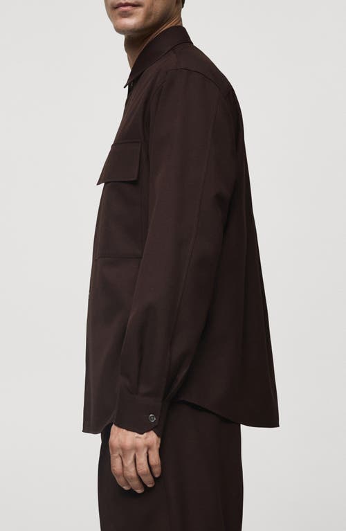 Mango Slim Fit Chest Pocket Button-up Shirt In Chocolate