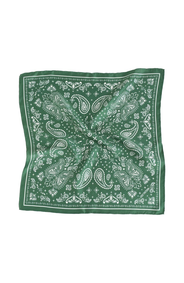 Lost Pattern "Paisley" Silk Bandana Scarf, Alternate, color, Sagebrush Green