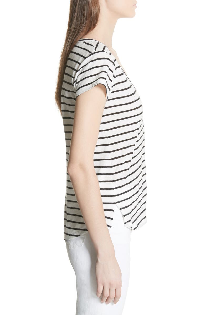 Theory Navigate Stripe Linen Cotton Tee, Alternate, color,