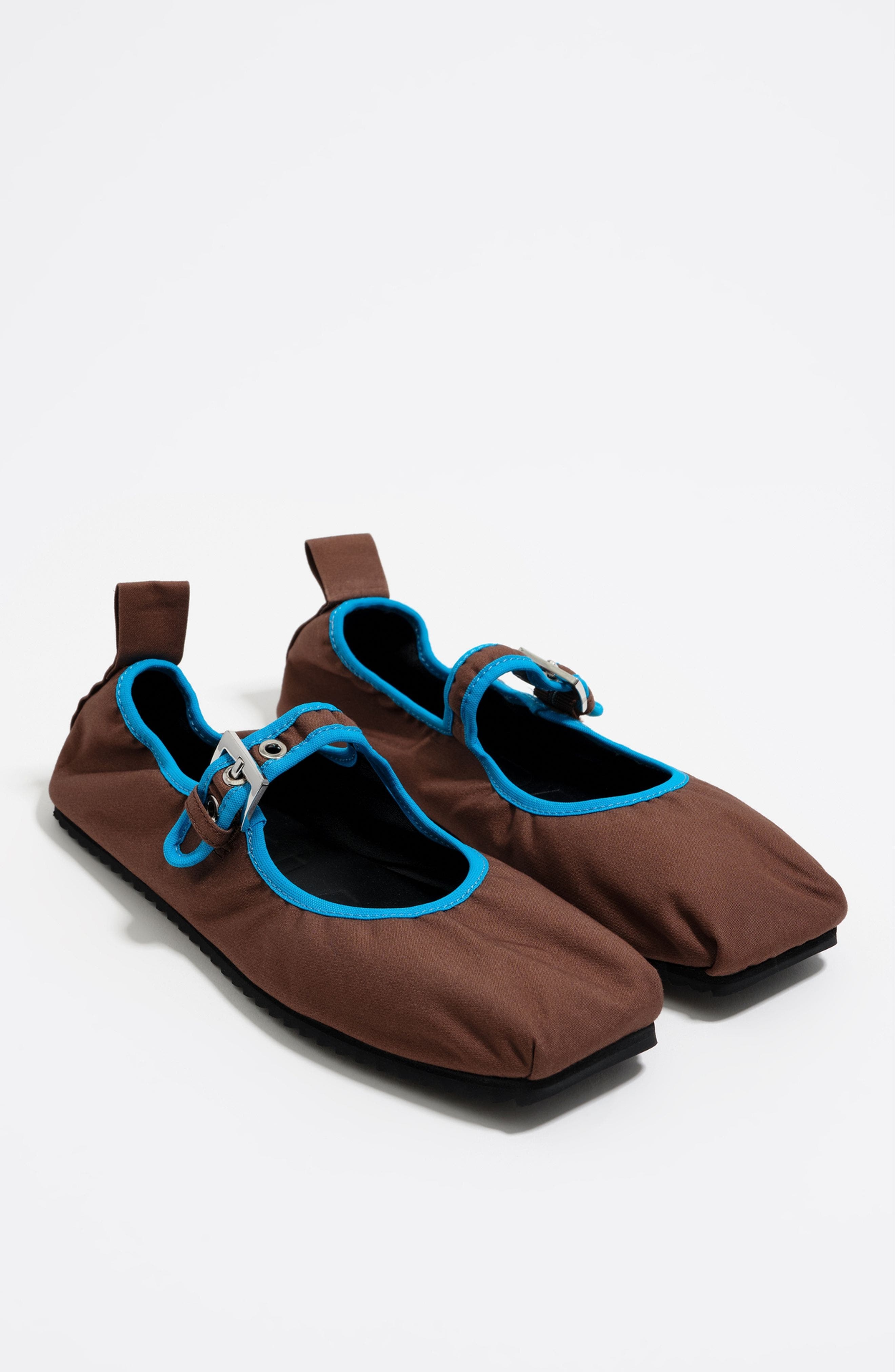 Bimba y Lola Coated Fabric Ballerina, Alternate, color, Dark Brown