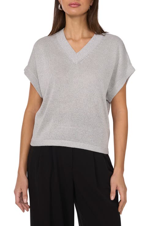 Metallic V-Neck Sweater