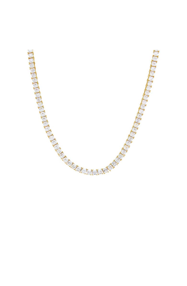 BY ADINA EDEN CZ Princess Cut Tennis Necklace, Main, color, Gold - 16In / 4Mm