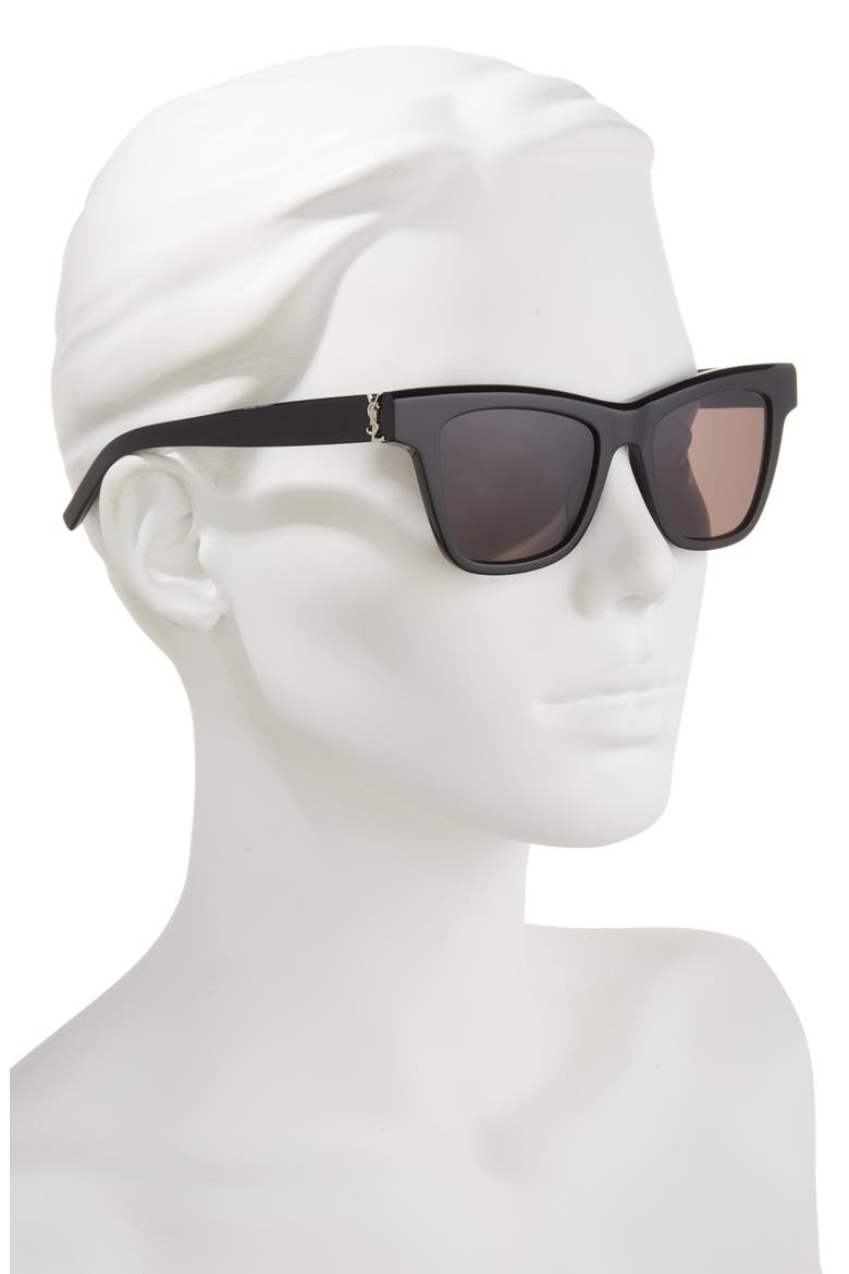 52mm Square Cat Eye Sunglasses, Alternate, color, BLACK BLACK BLACK