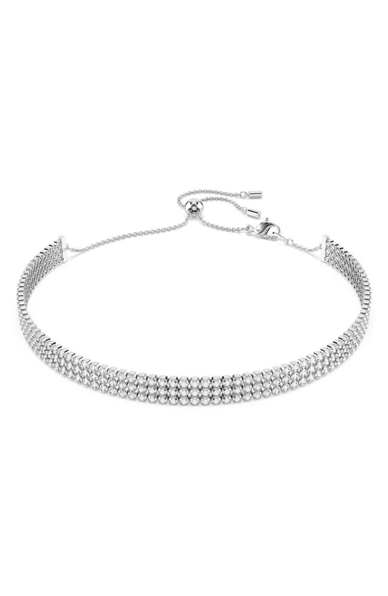 Swarovski Matrix Crystal Choker Necklace, Main, color, White/ Silver
