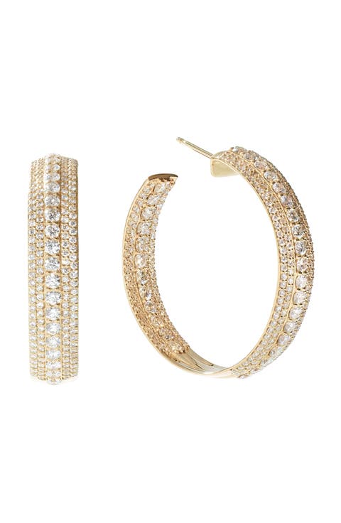 14K Gold Mega Pavé Diamond Hoop Earrings