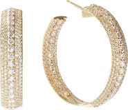 LANA 14K Gold Mega Pavé Diamond Hoop Earrings