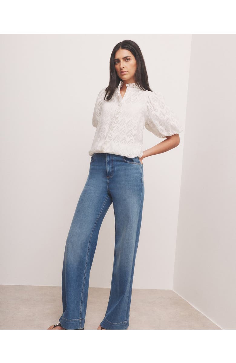 MINT VELVET Jacquard Ruffle Blouse, Alternate, color, White