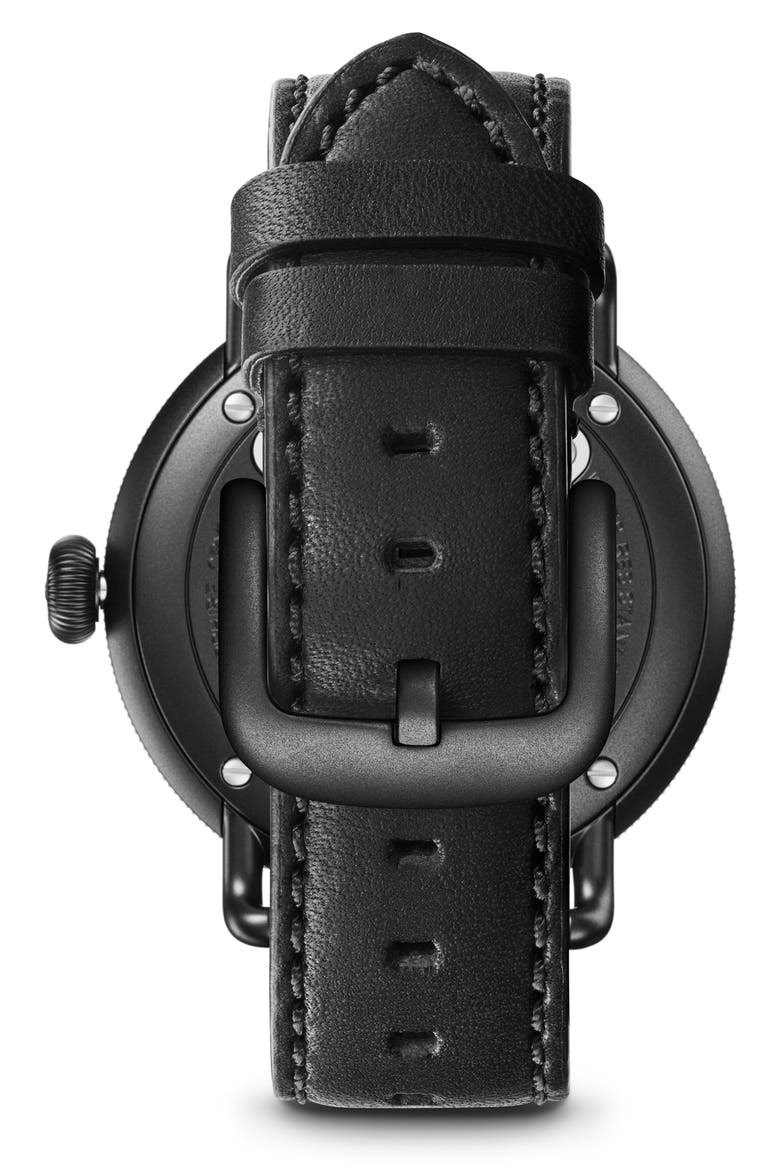 The Canfield Leather Strap Watch, 43mm, Alternate, color, BLACK/ GREY/ BLACK
