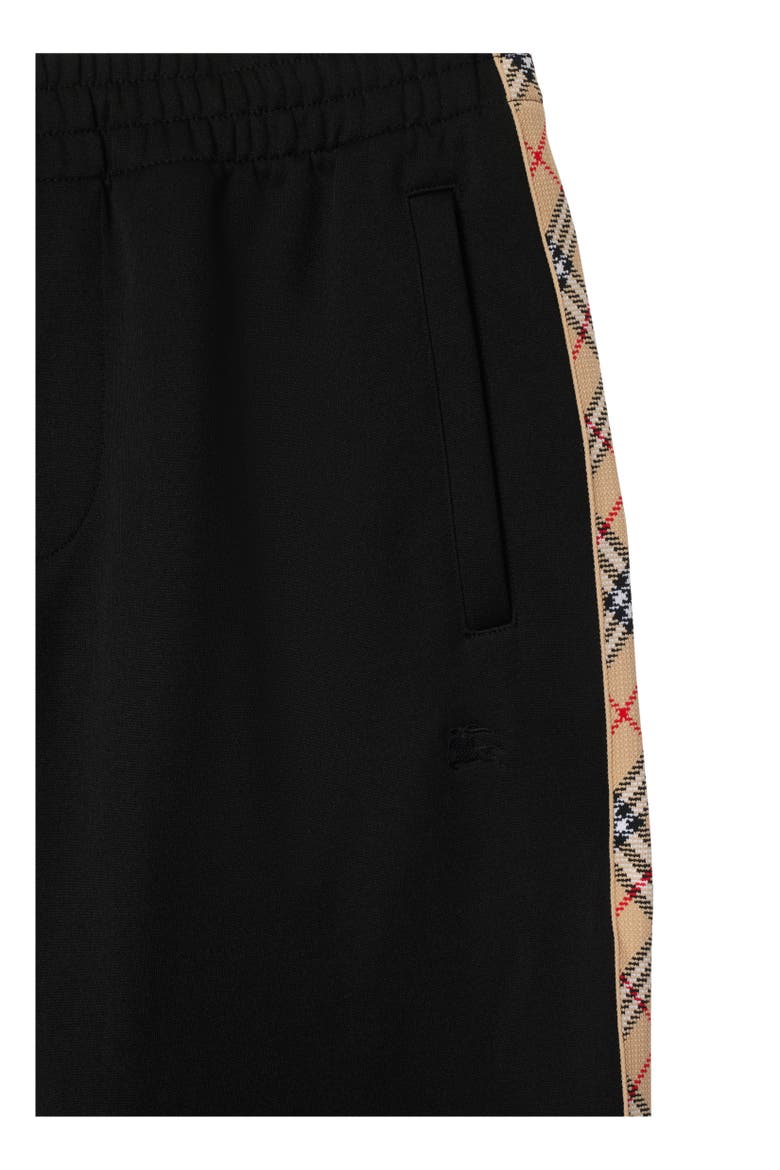 Check Trim Cotton Blend Track Pants, Alternate, color, Black
