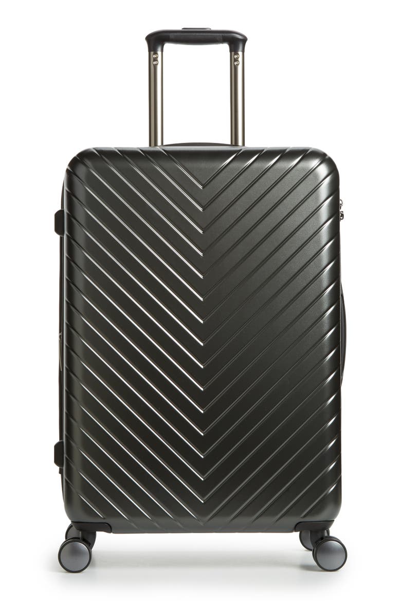 Chevron 25-Inch Spinner Suitcase, Main, color, GUNMETAL