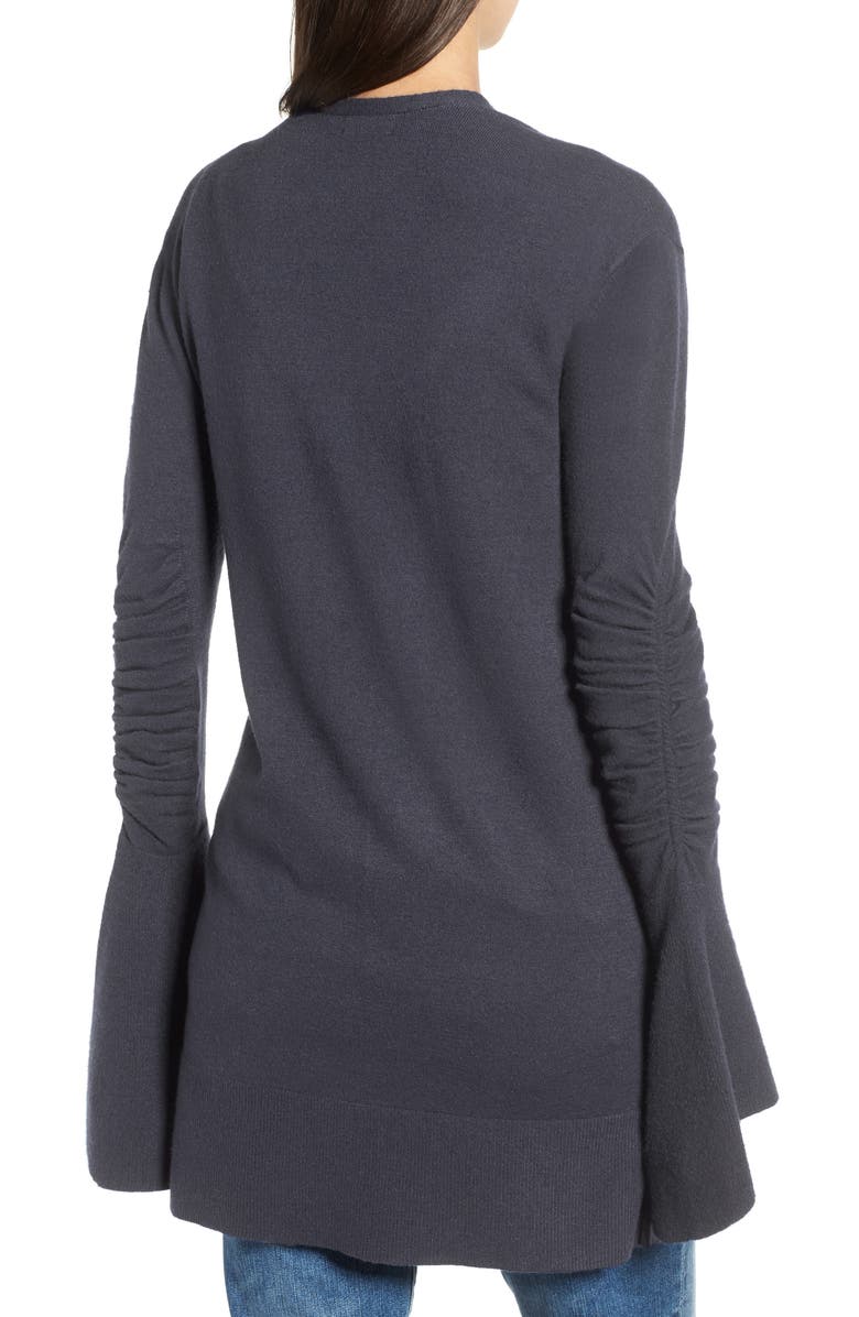 Hinge Ruched Bell Sleeve Cardigan, Alternate, color,