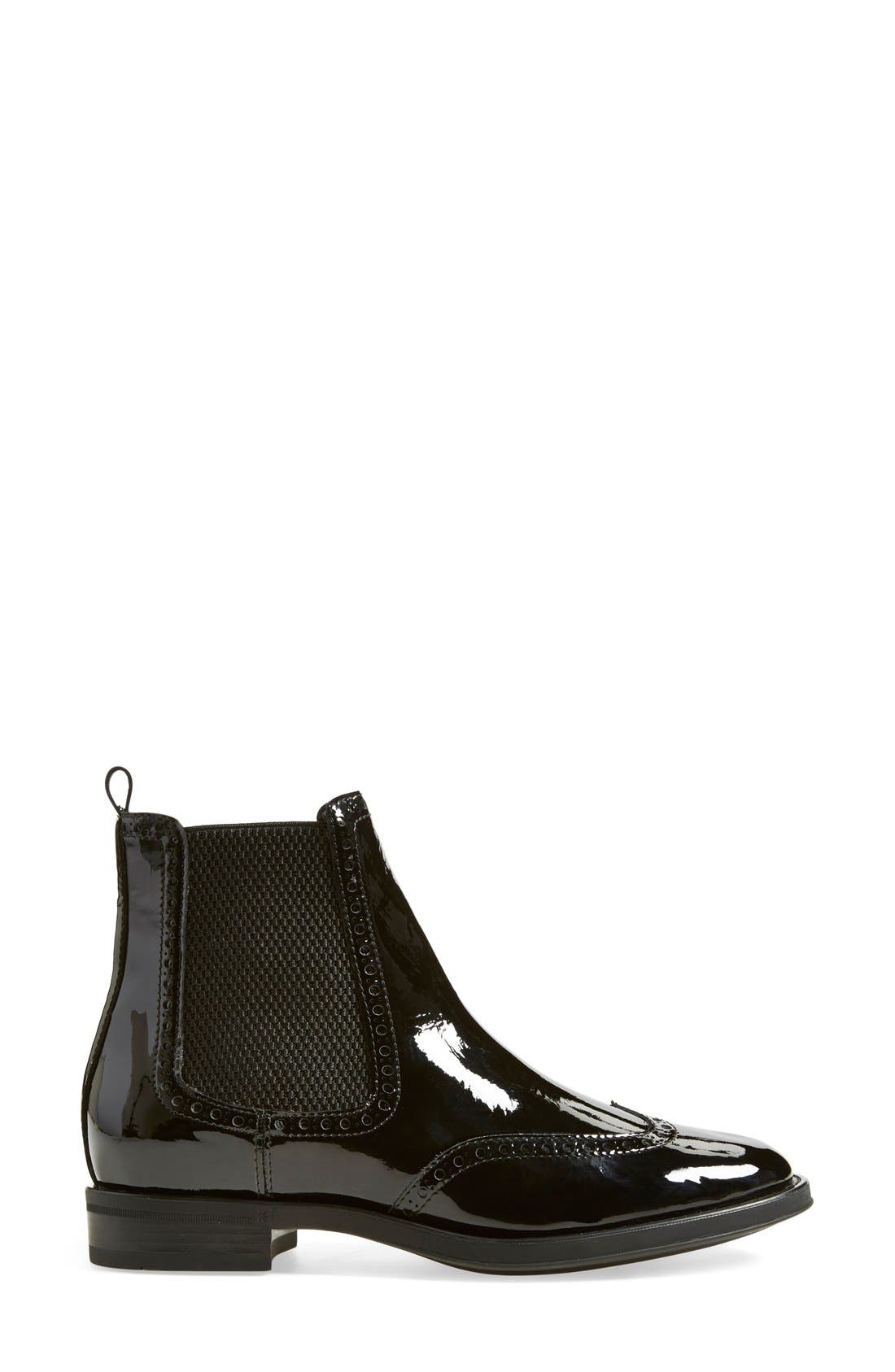 'Idalah' Weatherproof Wingtip Chelsea Boot, Alternate, color, BLACK PATENT