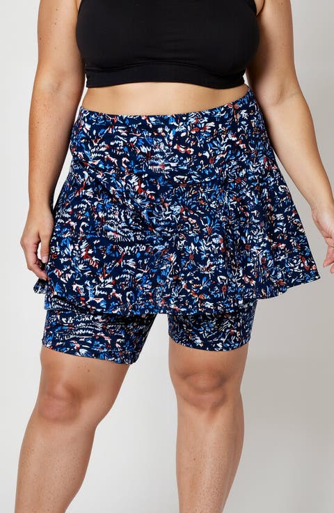 Plus Size Midi Swim Skort With Bike Shorts