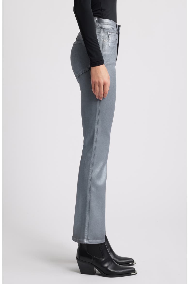 Claudine Coated High Waist Ankle Flare Jeans Jeans, Alternate, color, SILVER SHIMMER LUXE COATING