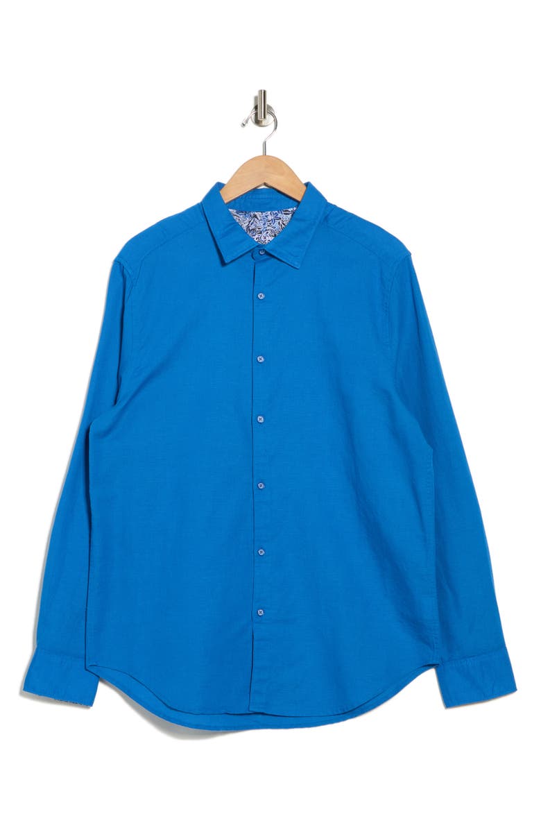 Robert Graham Davis Linen Blend Button Up Shirt, Alternate, color, 