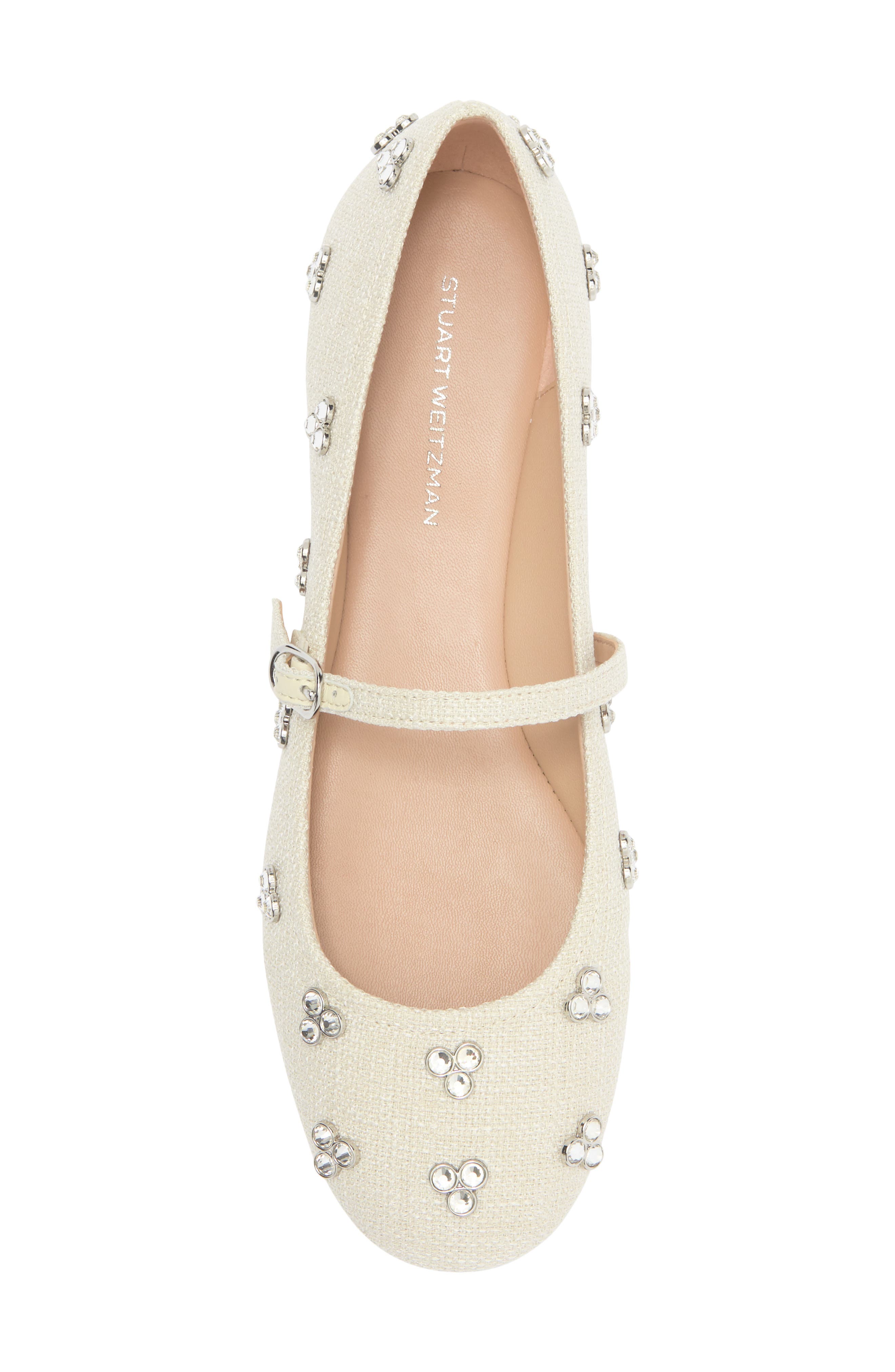 Stuart Weitzman Tammy Crystal Mary Jane Flat, Alternate, color, Cream