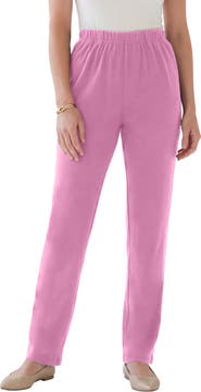 Roaman's Plus Size Soft Knit Relaxed Pull-On Straight Leg Pant
