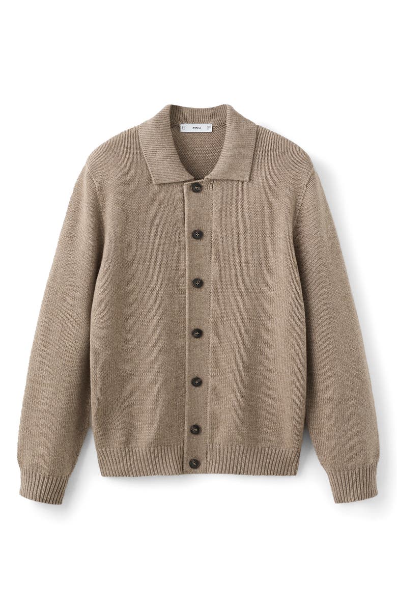 MANGO Wool Blend Cardigan, Alternate, color, Beige