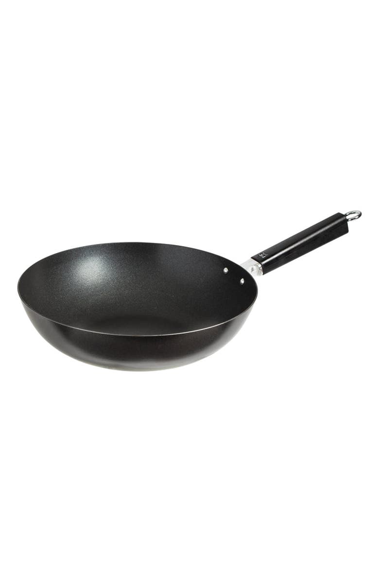 JOYCE CHEN Carbon Steel Excalibur Nonstick Stir Fry Pan with Phenolic Handle, 12-Inch, Main, color, Black