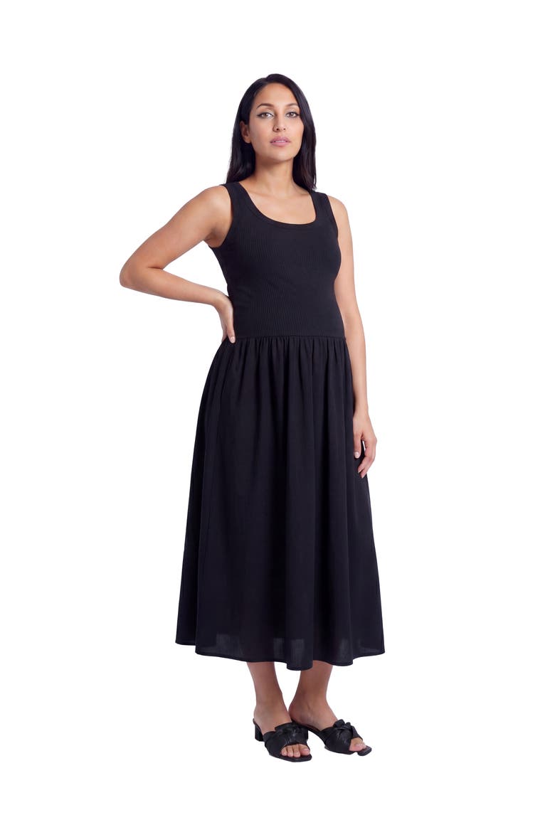 Maternity Essential Sleeveless Scoop Neck A-Line Pocket Maxi Dress, Alternate, color, Black