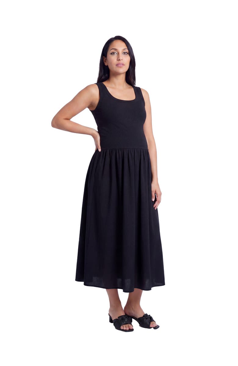 24seven Comfort Apparel Maternity Essential Sleeveless Scoop Neck A-Line Pocket Maxi Dress, Alternate, color, Black