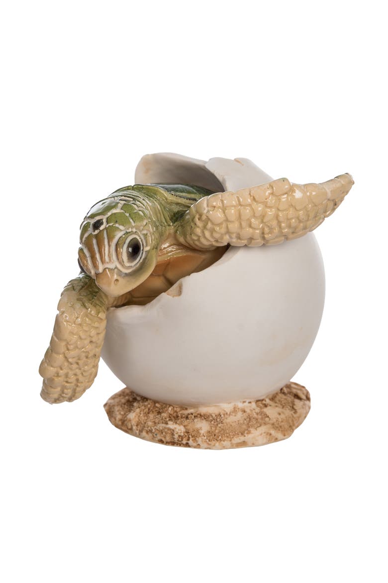 Baby Turtle In Shell Figurine, Main, color, Green