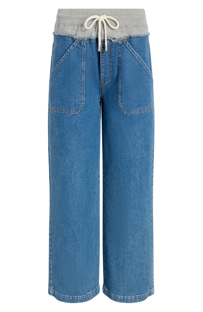 Cinq à Sept Serena Mixed Media Wide Leg Jeans, Alternate, color, Horizon/ Heather Grey