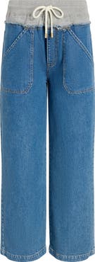 Cinq à Sept Serena Mixed Media Wide Leg Jeans