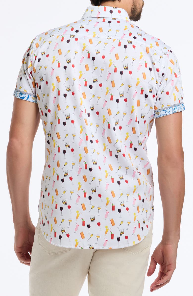 Robert Graham Short Sleeve Cotton Button-Up Shirt, Alternate, color, White
