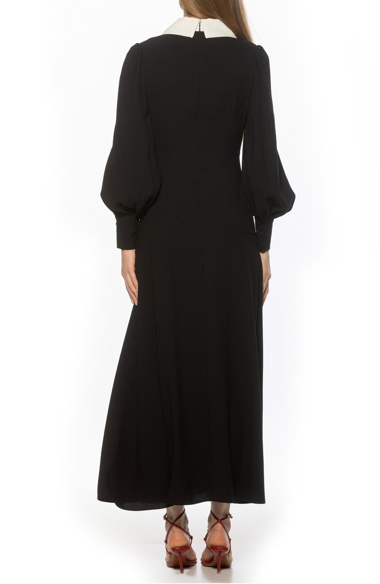 Alexia Admor Kate Collared Long Sleeve Maxi Dress, Alternate, color, Black/ Ivory