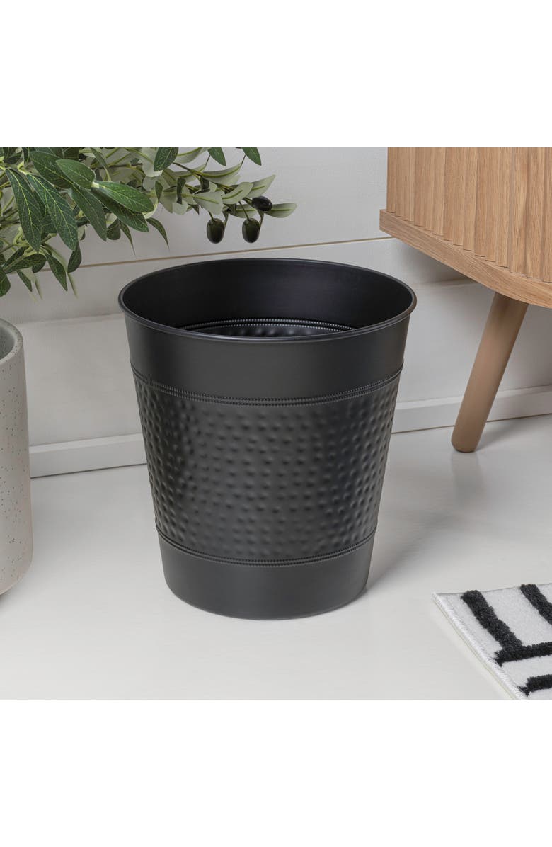 HAPPIMESS Riley Modern Classic Hammered Steel Accent 2 Gal Waste Bin, Alternate, color, Matte Black